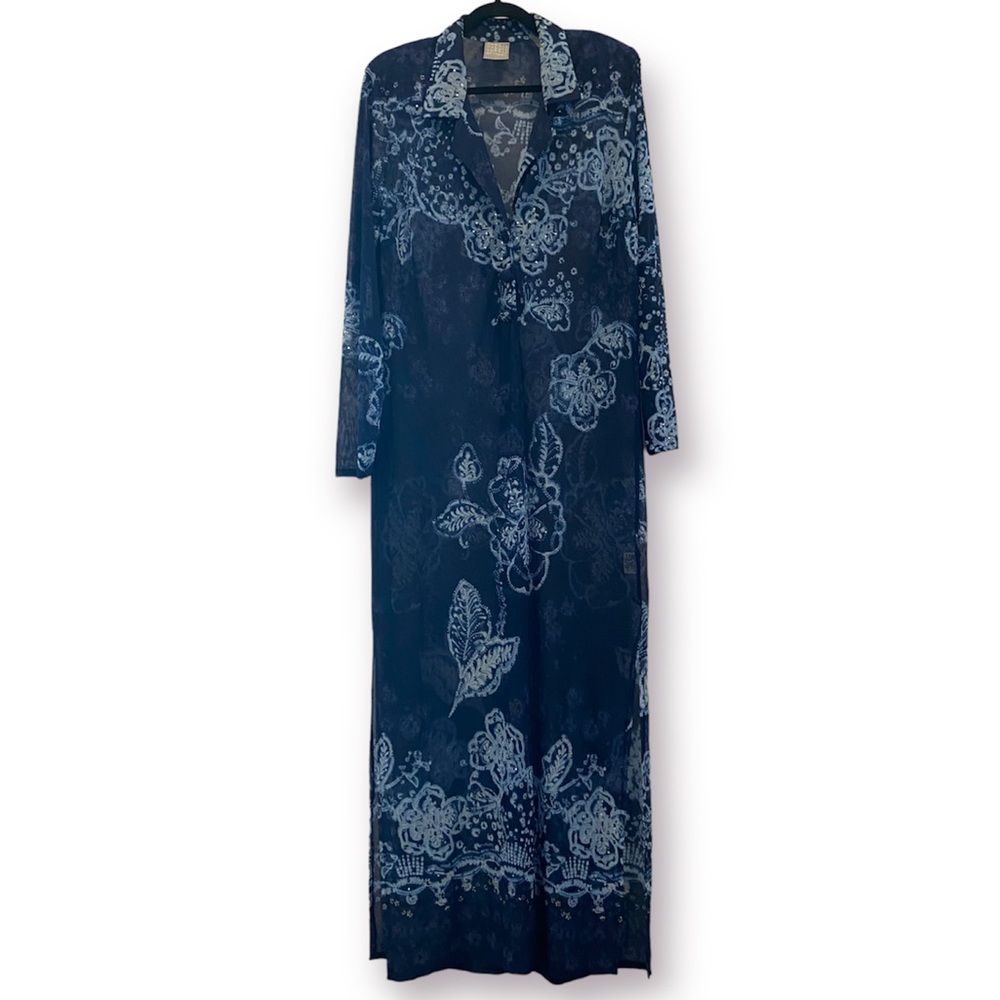 RABBIT | VINTAGE 90’s Semi Sheer Floral Duster Kimono Coverup Overshirt Size 16 - Picture 2 of 9